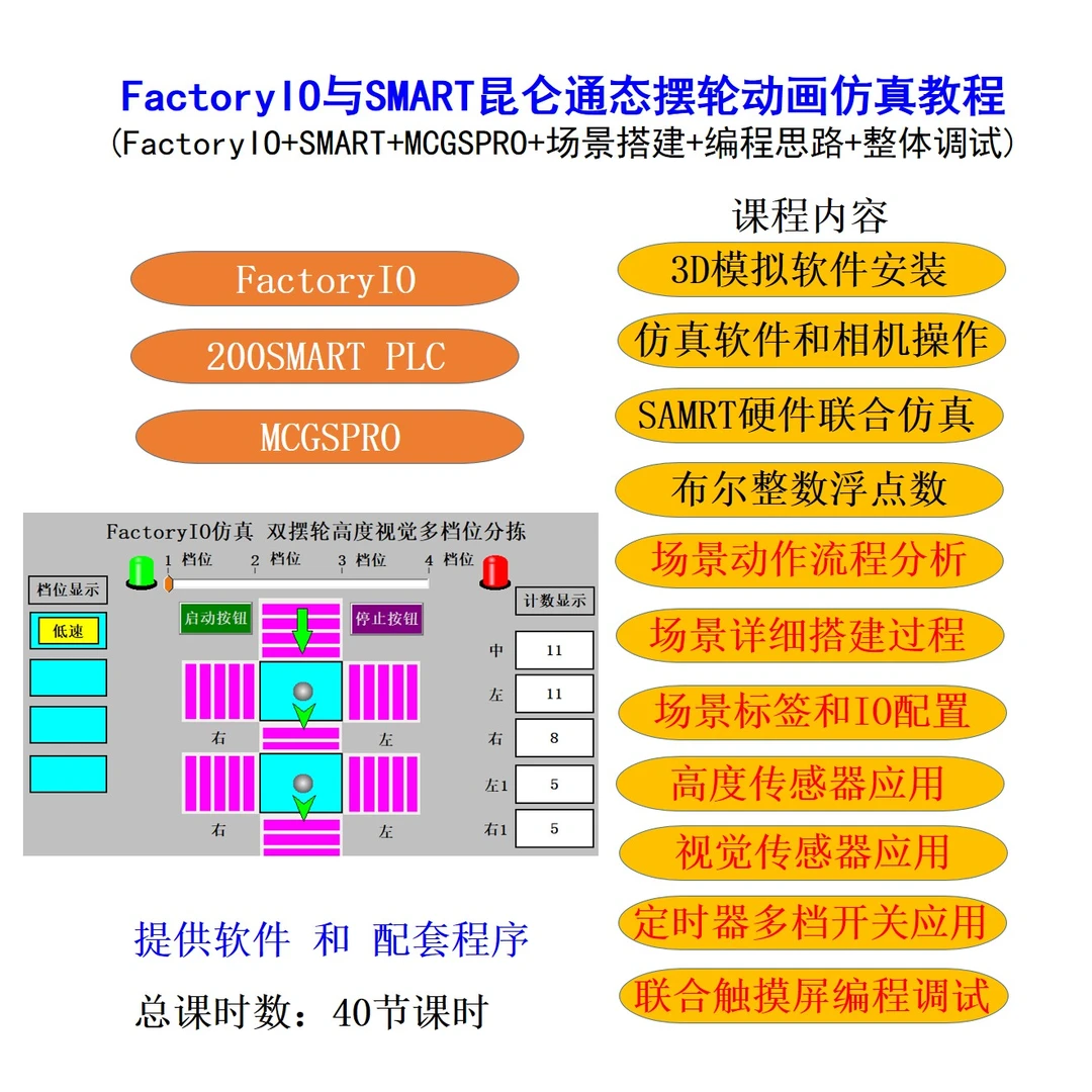 FactoryIO与SMART昆仑通态摆轮动画仿真教程