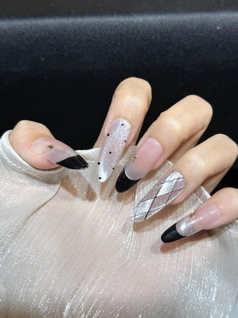 【赫本】纯手工穿戴甲美甲纯欲猫眼美甲贴片