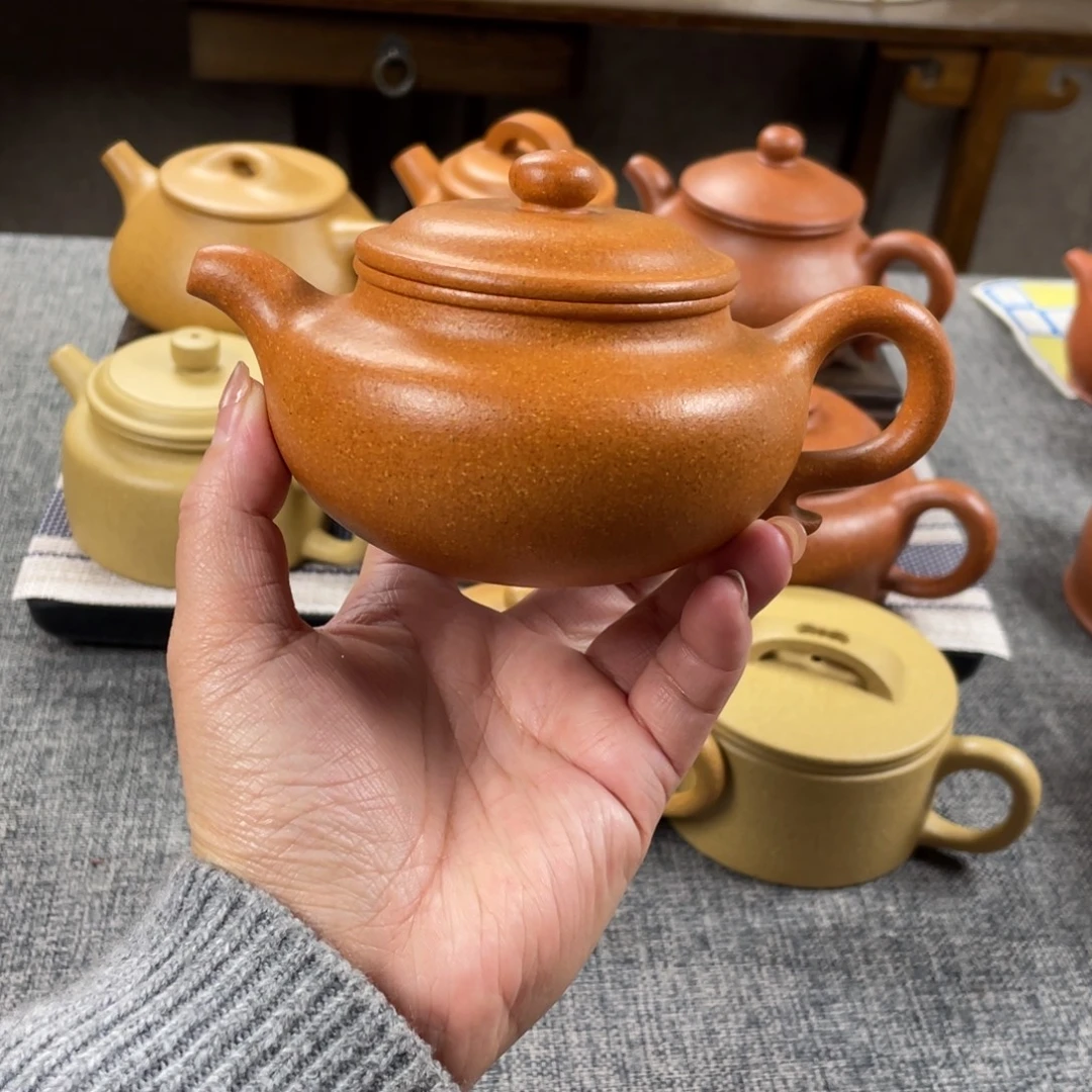 紫砂茶壶老档口金黄段仿古全手30目200手工泥