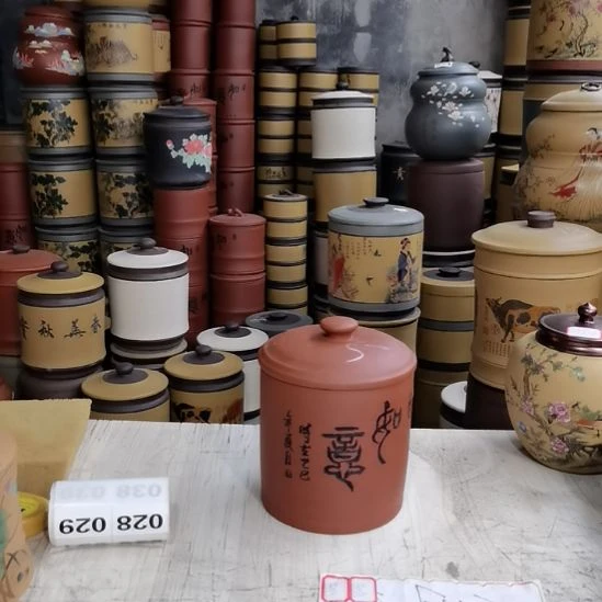 紫砂茶叶罐清水红泥如意一斤装5