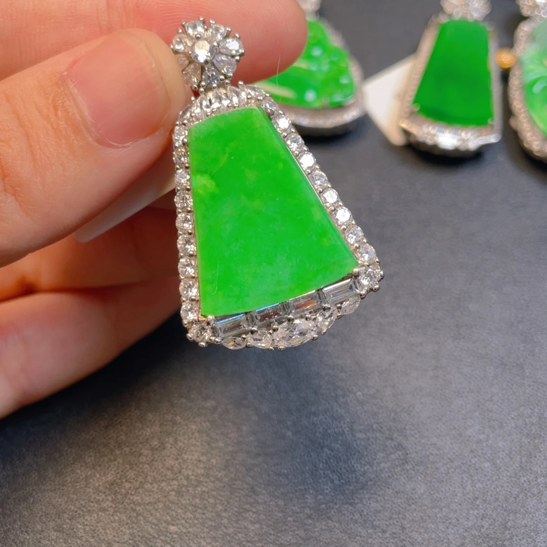 翡翠银S925镶嵌吊坠(不含链)