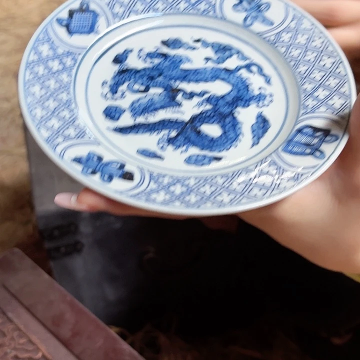 摆件景德镇高温陶瓷龙纹盘