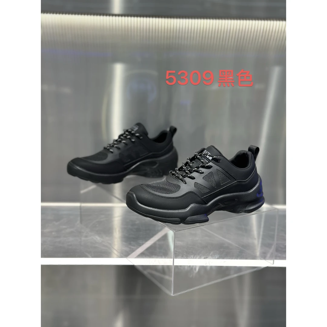 男款黑色透气网面休闲鞋5309