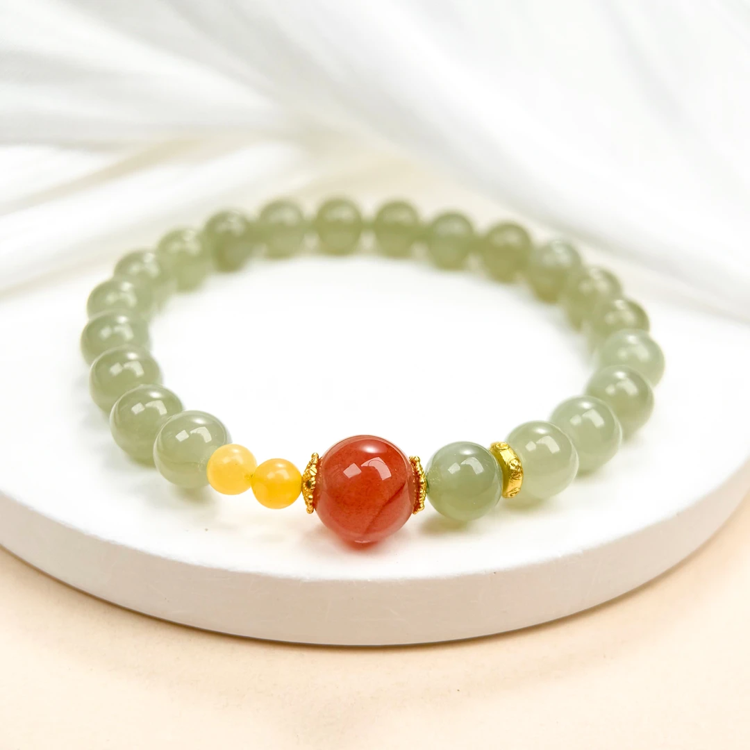 0306  和田玉/冰川南红/蜜蜡/女士手串