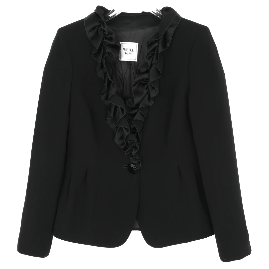 WEILL 女士短款经典复古休闲花边领外套 百搭舒适1031WT21A9024