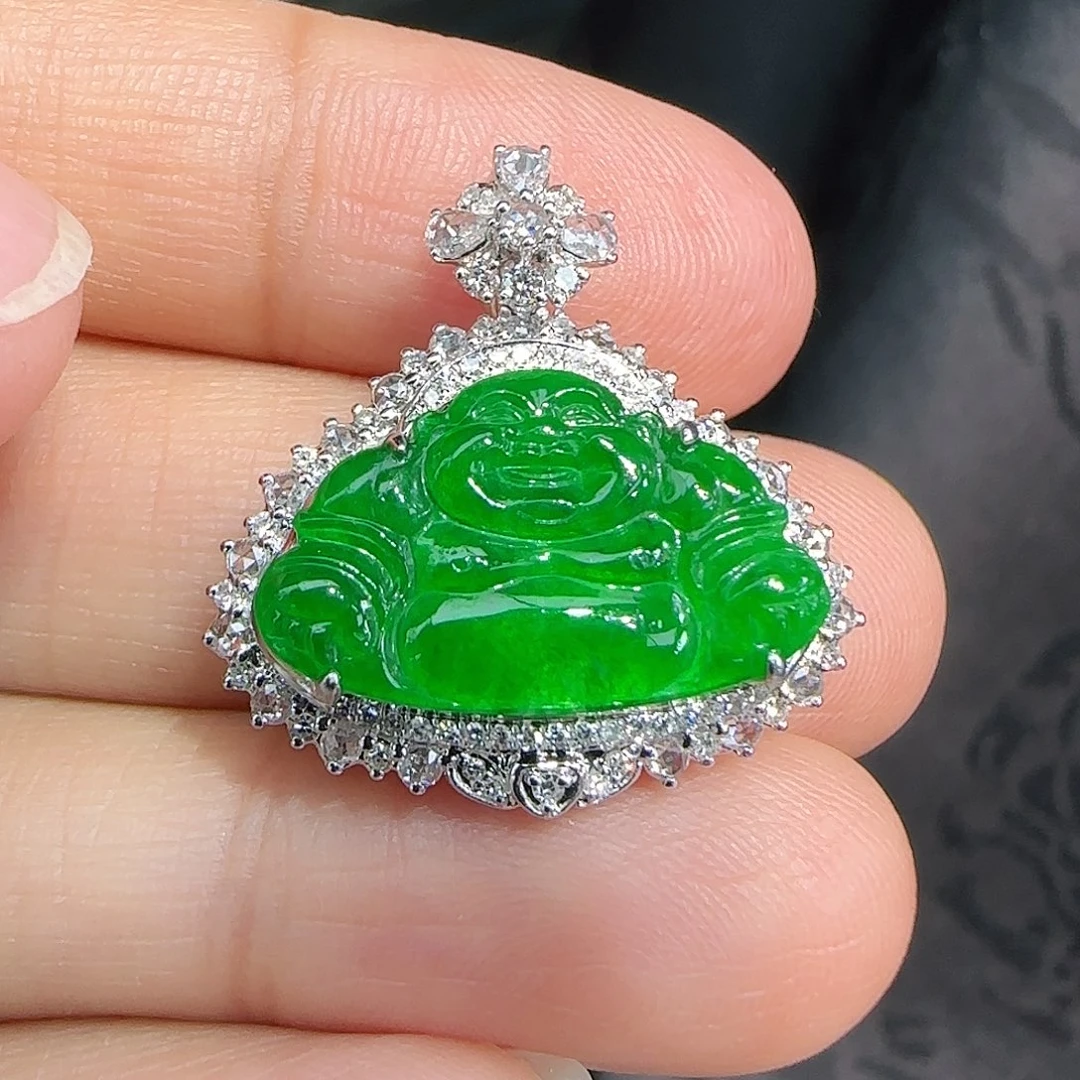 翡翠吊坠(不含链)18K金镶嵌