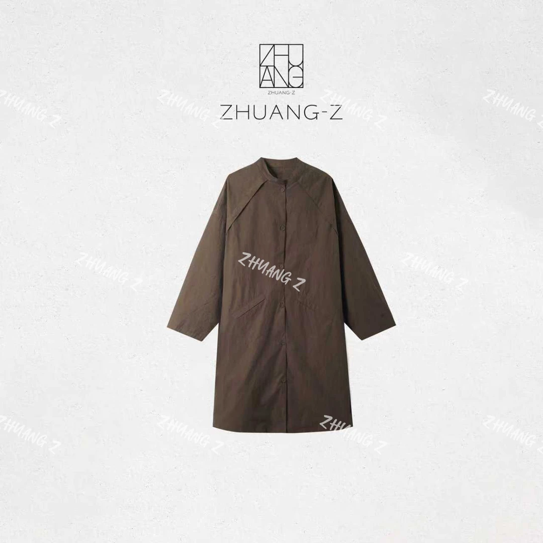 【ZHUANG-Z】（代官山）百搭极简日系纯色宽松设计师中长款风衣外套