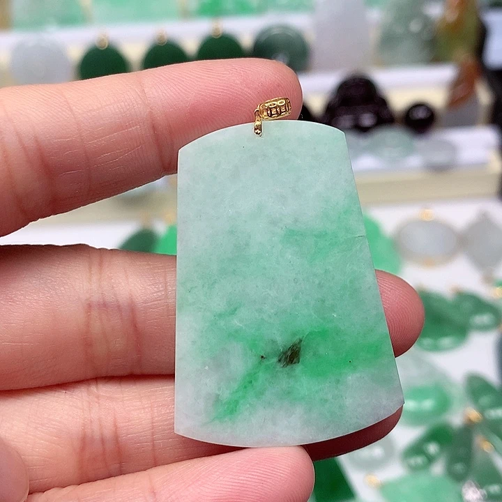 吊坠(不含链)18K金镶嵌翡翠