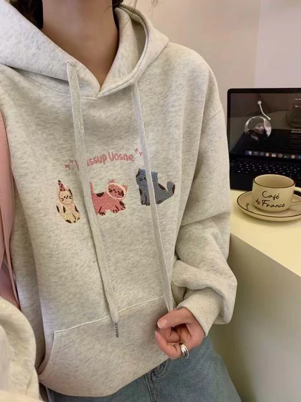 少女款休闲连帽卫衣