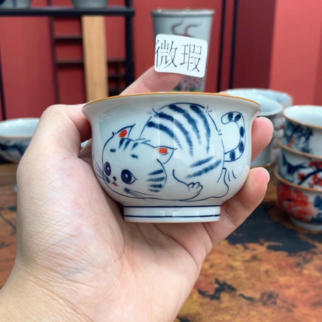 釉下手绘茶具微瑕直播间样品