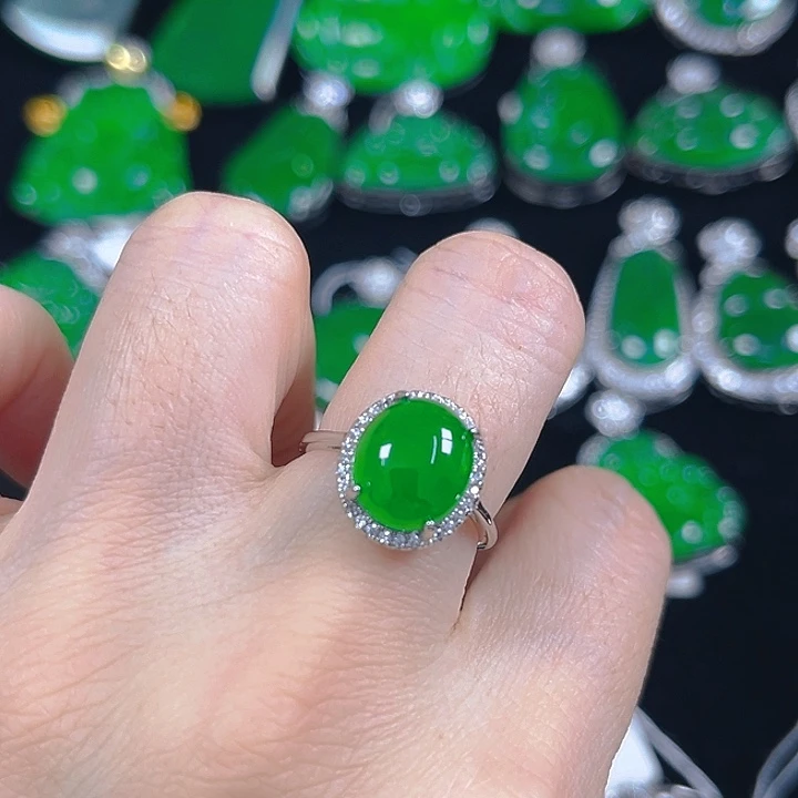 翡翠银S925镶嵌吊坠(不含链)