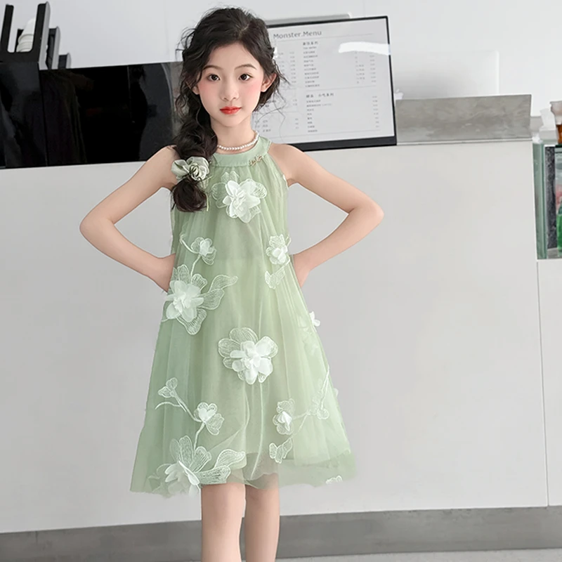 女童连衣裙夏装2025新款洋气儿童夏季公主裙小女孩蓬蓬纱吊带裙子