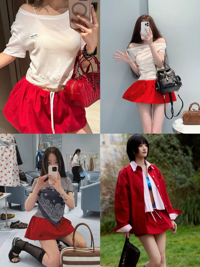 甜辣又吸睛 叠搭花苞式挺廓抽绳松紧腰CHAO短款半身裙7573