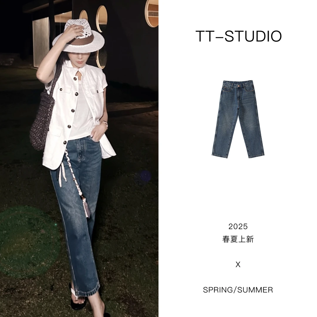 TT【瘦腿裤】早春新品纯棉洗水直筒休闲宽松牛仔裤TT-11NZ3996