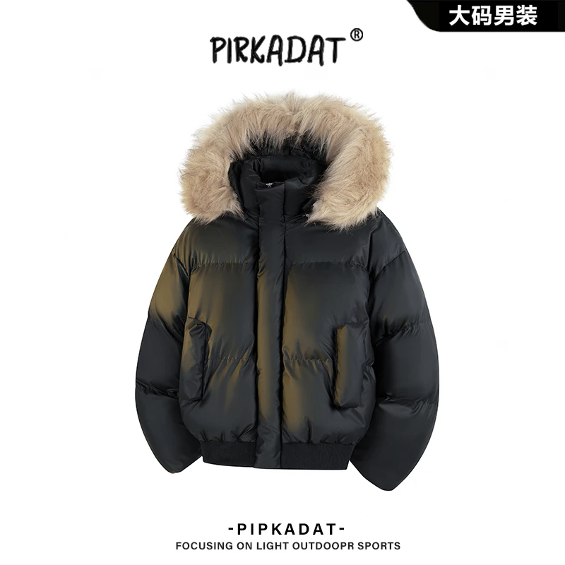 Pirkadat座山雕棉服冬季新款连帽棉衣复古保暖男士户外休闲外套男