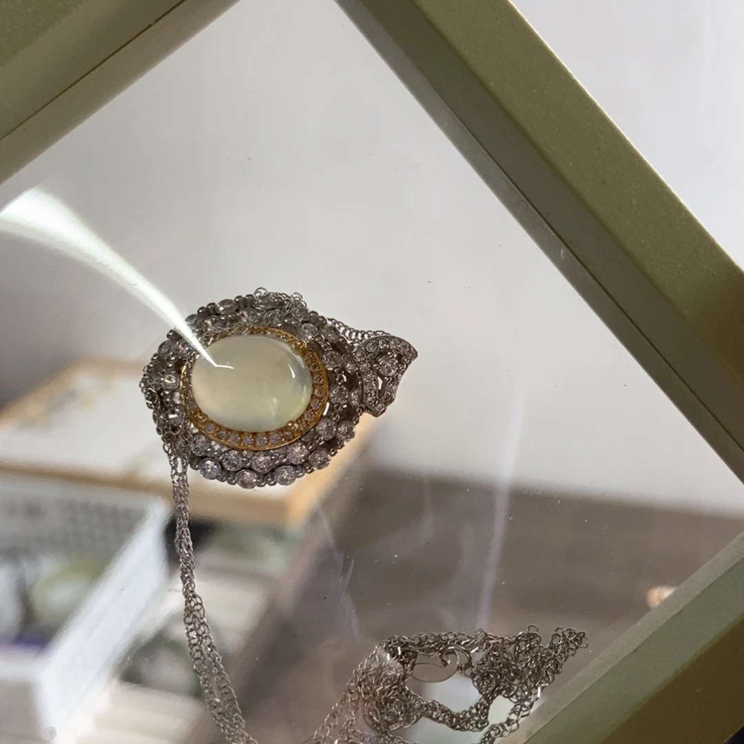 岫玉吊坠吊坠银S925镶嵌