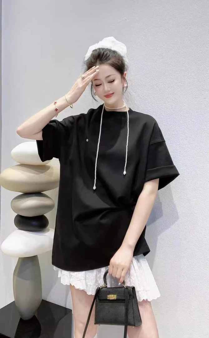 深圳欧货纯色宽松大版短袖T