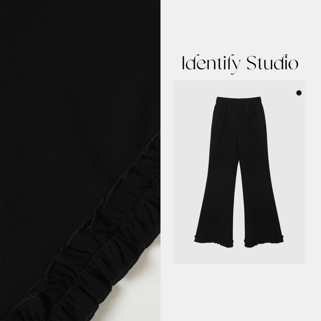 IDENTIFY“黑喇叭-加长”夏季新款经典百搭松紧腰裤子25SSss06050