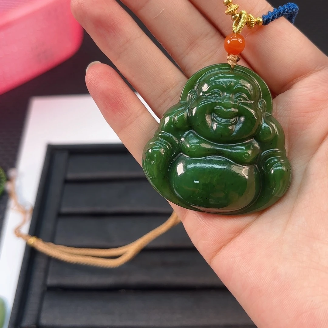 和田玉未镶嵌颈饰碧玉佛公卡50