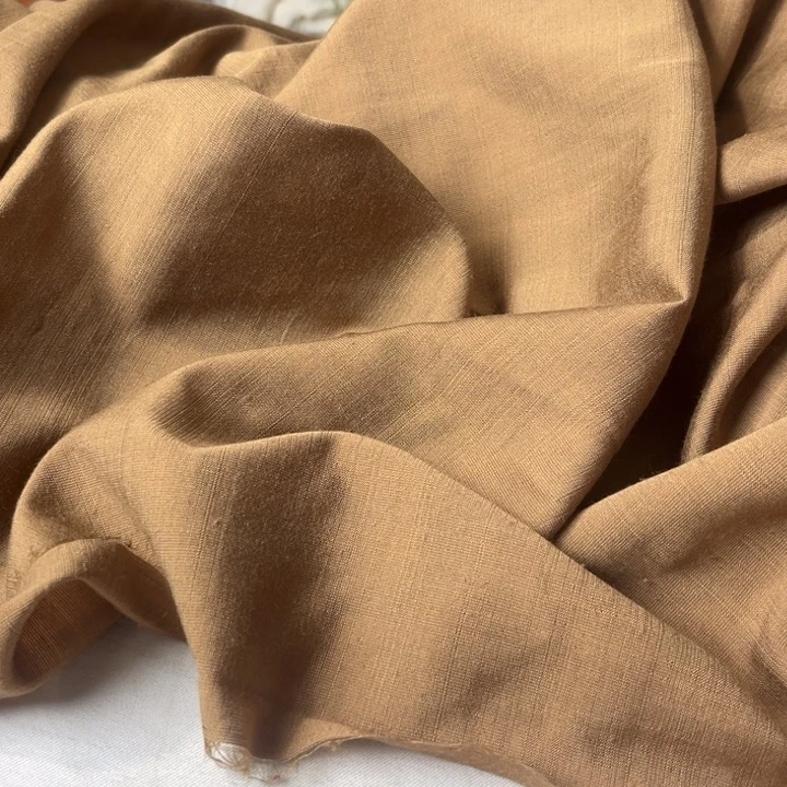 棉混纺卡其色麻棉2米