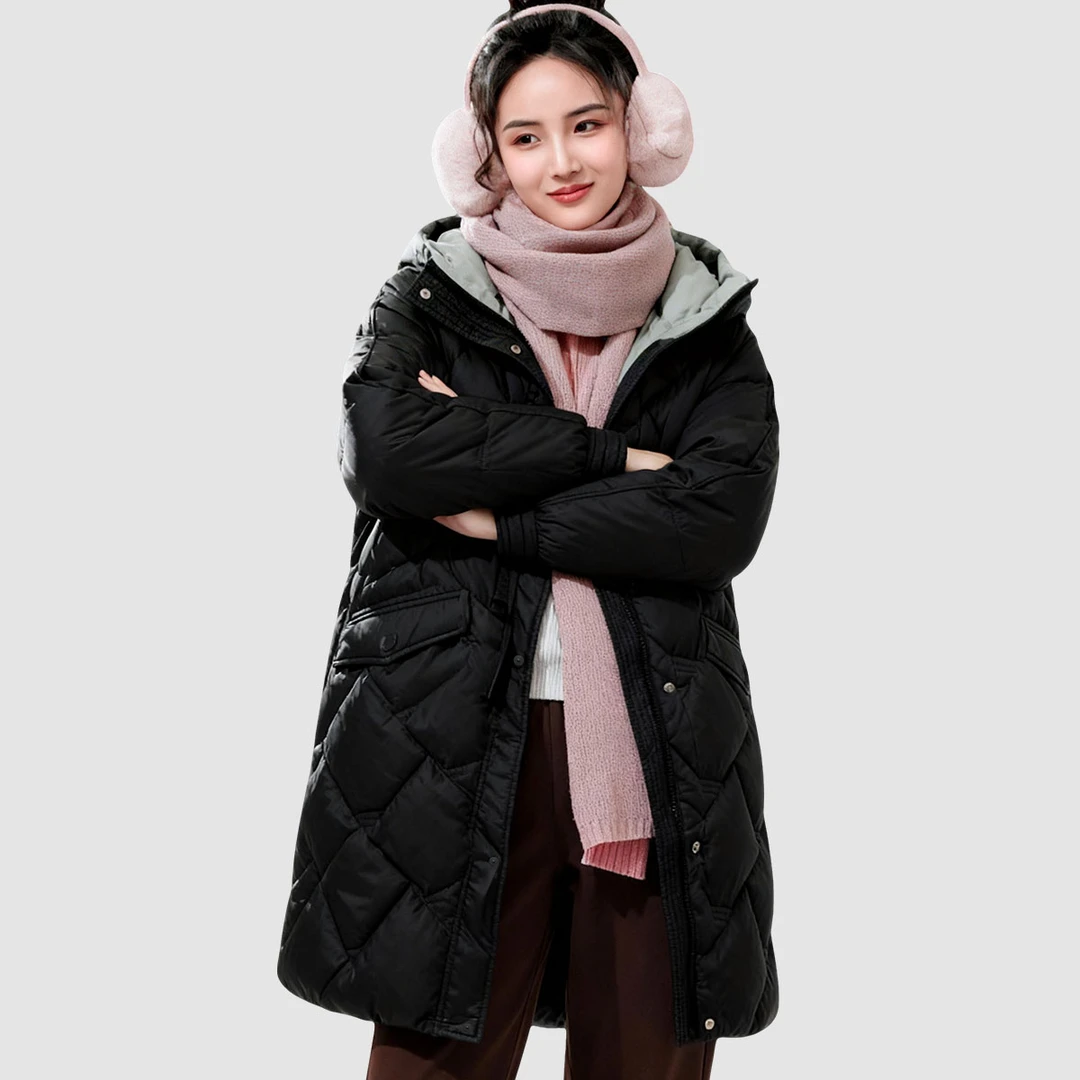 B0062-54L8女士女款甜酷羽绒服拉链长款加厚韩版中长款女装女