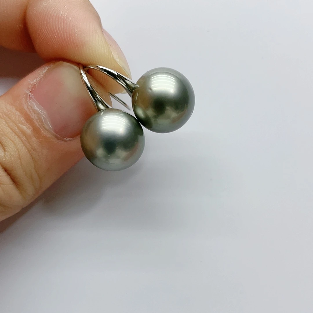 海水珍珠耳饰银S925镶嵌