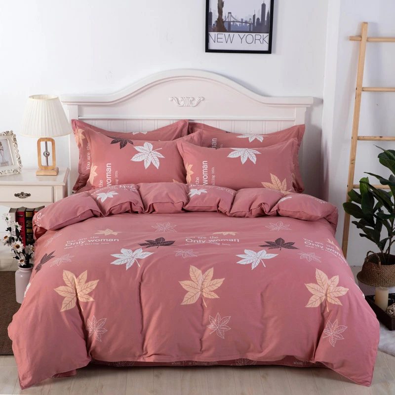 【全棉四季款】全棉斜纹印花三件套加厚单人双人床上用品四件套