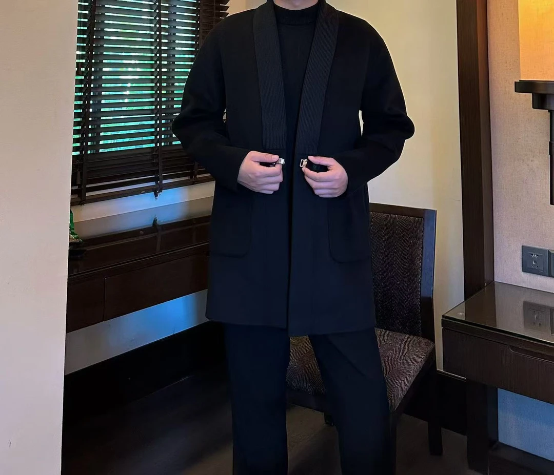 YYUNNZ自制秋冬男羊毛GD休闲商务开衫外套双面经典纯色时尚高级感