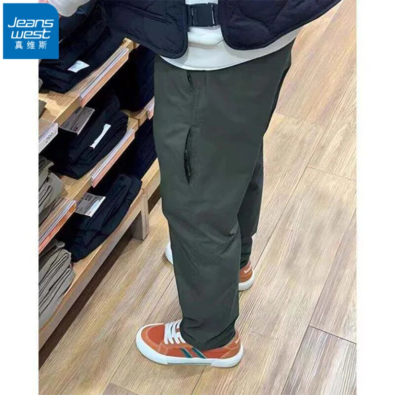 真维斯阔腿裤通用九分弹力男单件冰丝美式复古美式复古冰丝阔腿裤