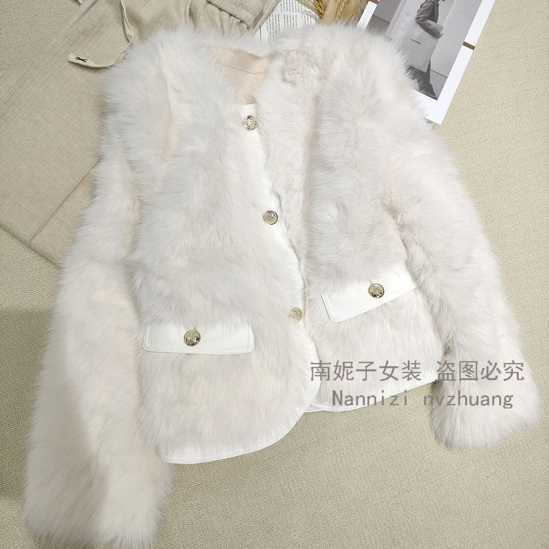 南妮子女装严选冬季加厚毛毛保暖显贵气质显白百搭厚外套QY89110