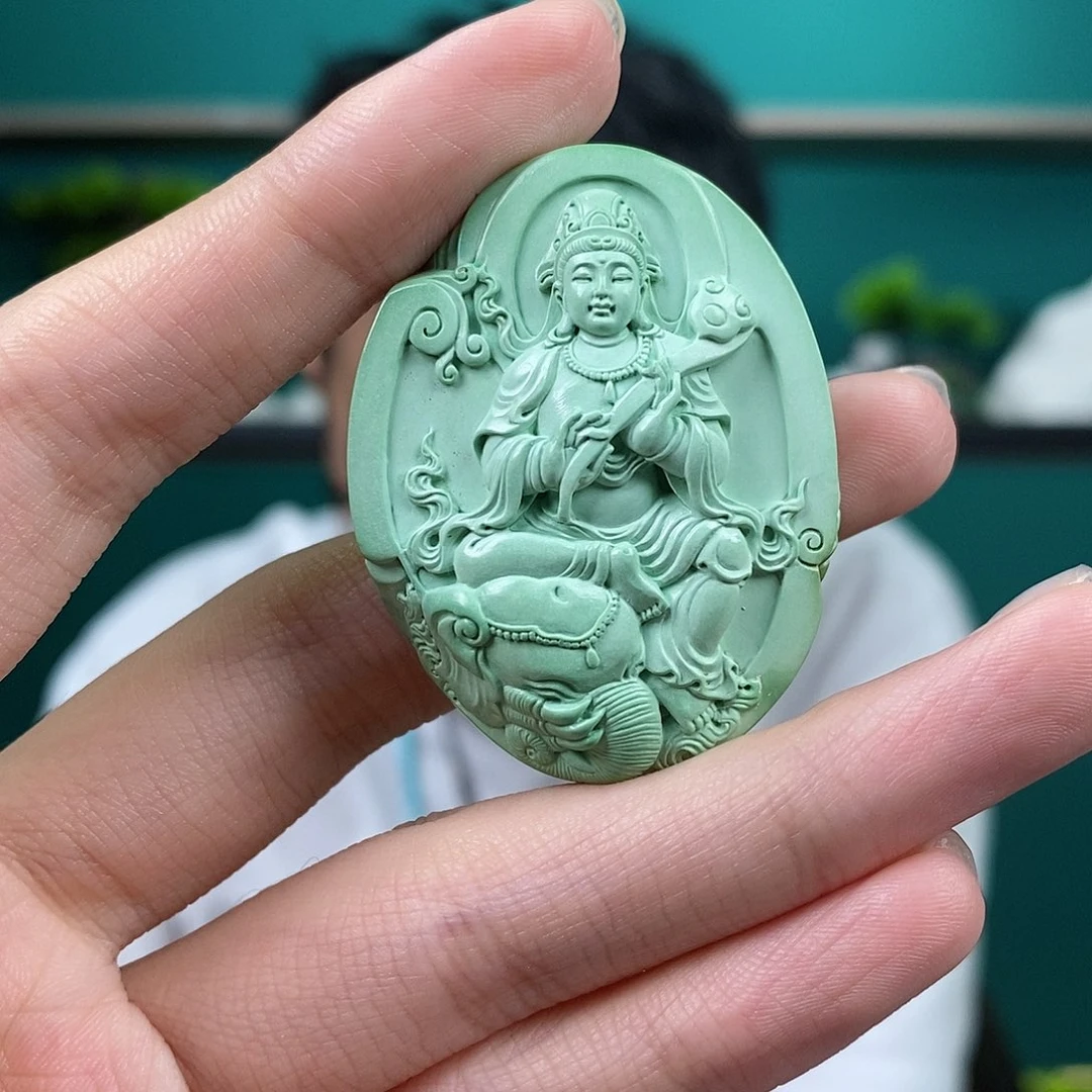 未镶嵌绿松石珠宝奇石普贤菩萨 精品菜籽