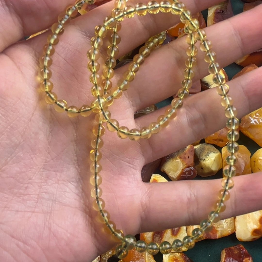 定制琥珀未镶嵌蓝珀项链