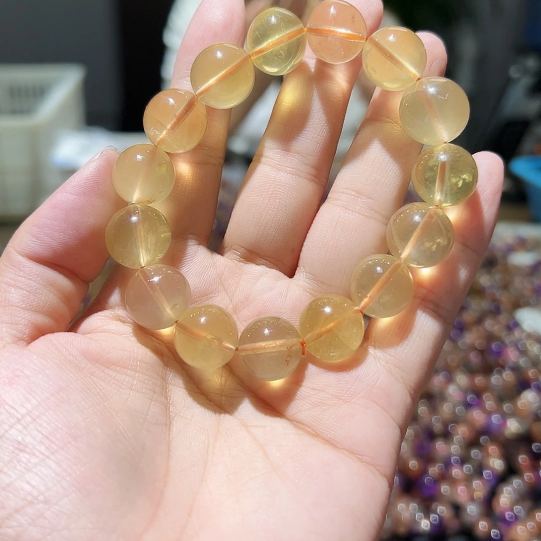 水晶手链未镶嵌14毫米黄水晶46号