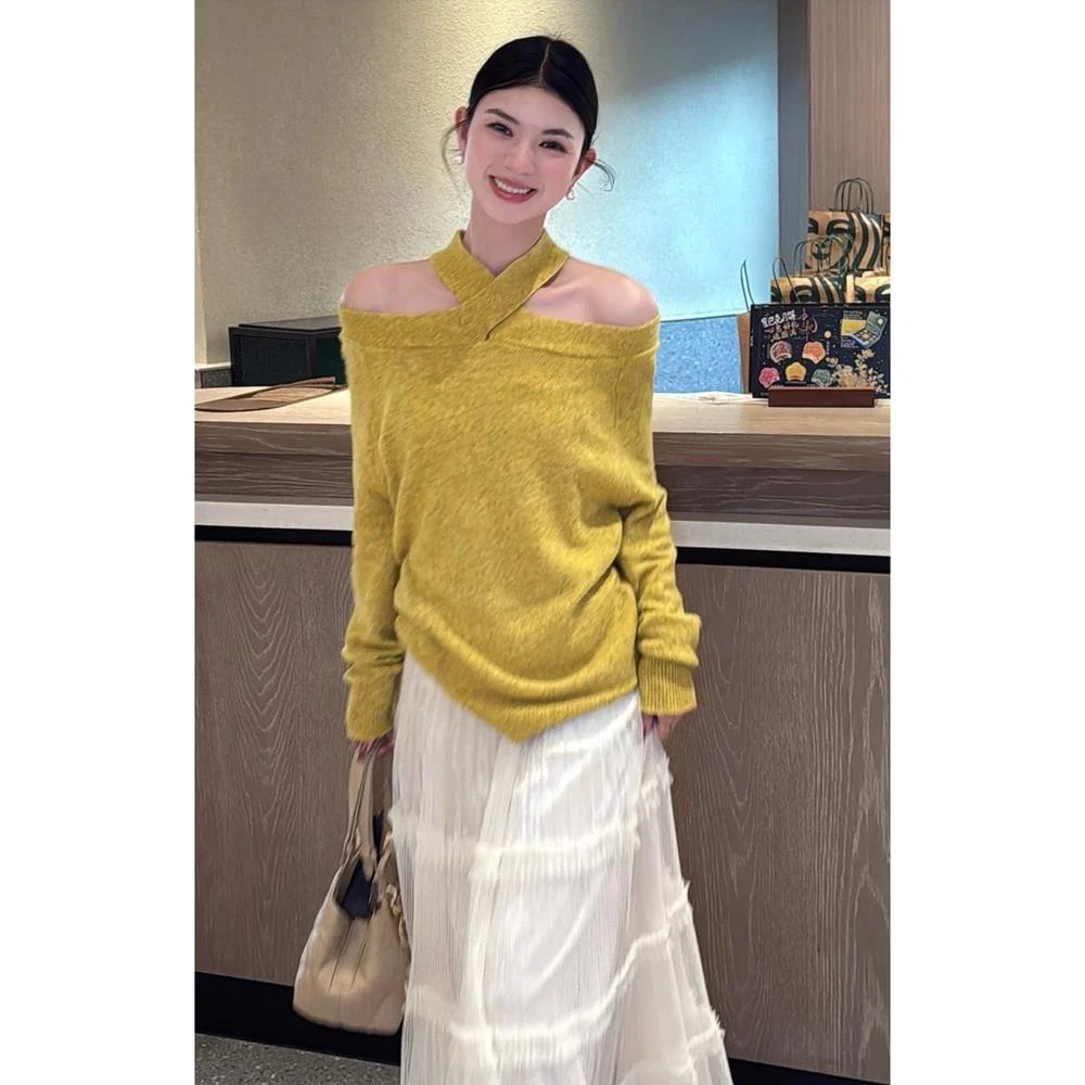 李慧一【交叉焦点】韩系设计感秋冬时尚宽松显瘦百搭宽毛衣