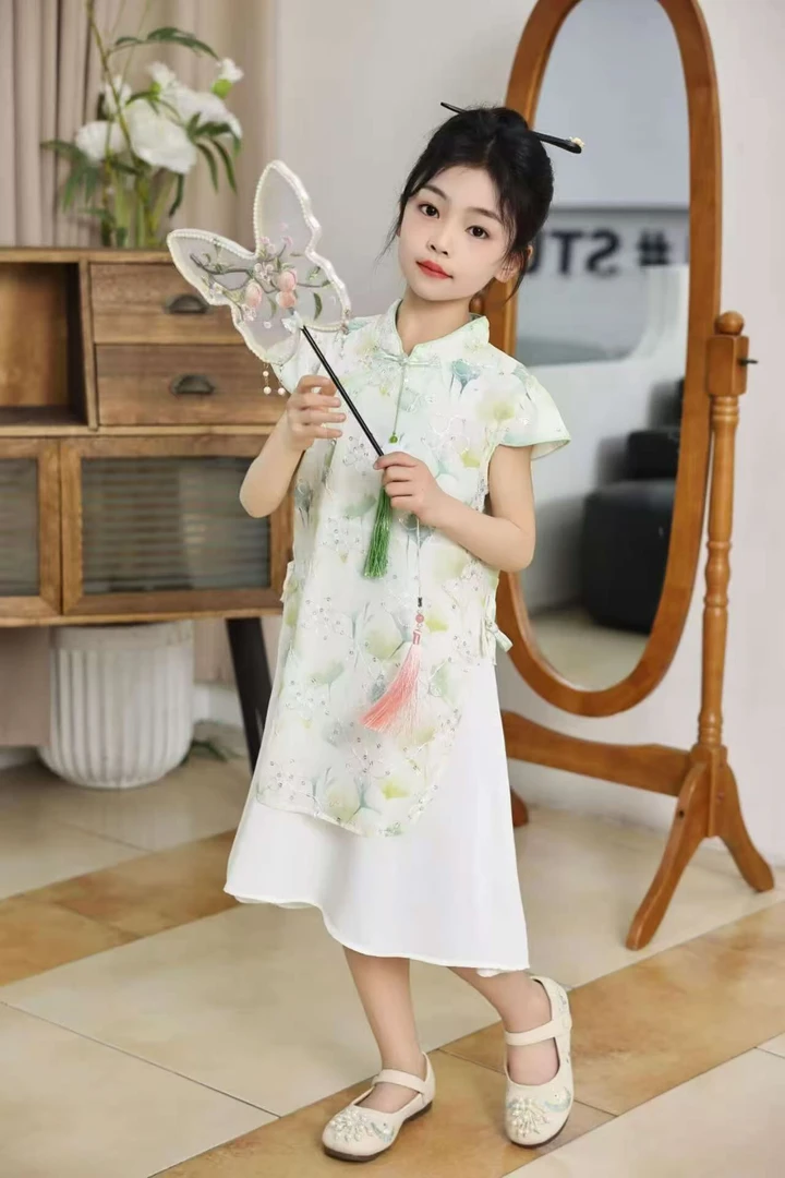 【新疆包邮】夏季新款女童中式旗袍裙J307
