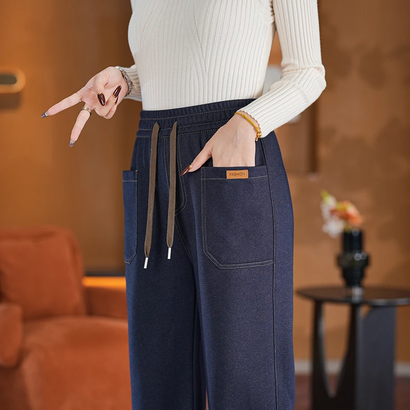 秋冬直筒休闲裤女士2025年秋冬新款高腰宽松显瘦薄款窄版阔腿裤子