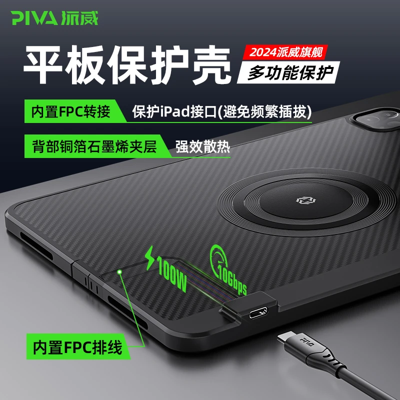 PivaFPC平板尾插保护壳转接散热2合1游戏防滑保护套ipadpro/air壳