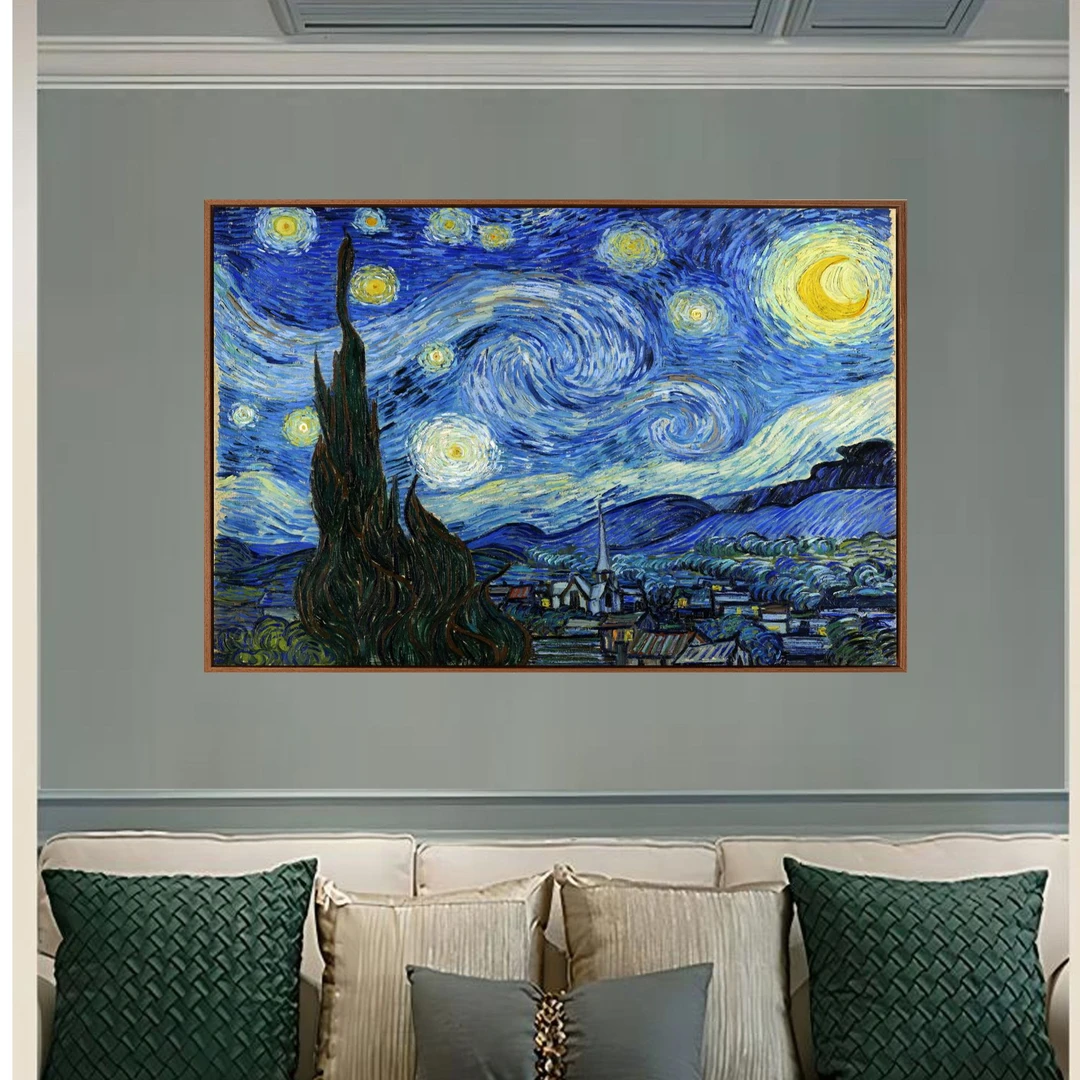 《星空》梵高油画客厅装饰画有框餐厅卧室卧室原版包邮复刻世界名画