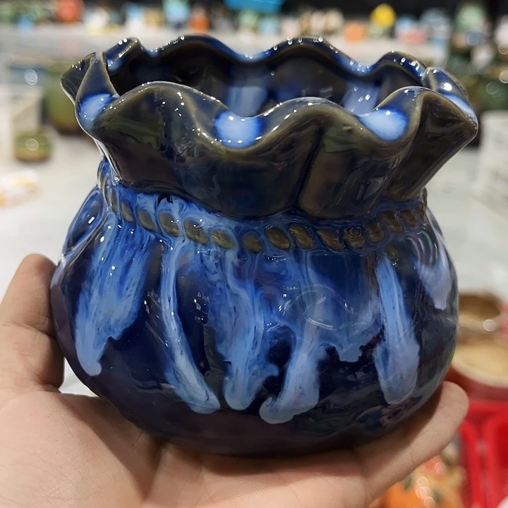 瓷片花盆多肉植物艺术品