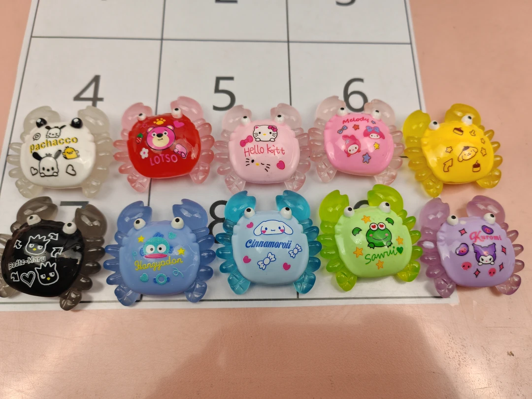 （双许愿色）大螃蟹对对碰玩具潮玩Diy夜光螃蟹树脂摆件