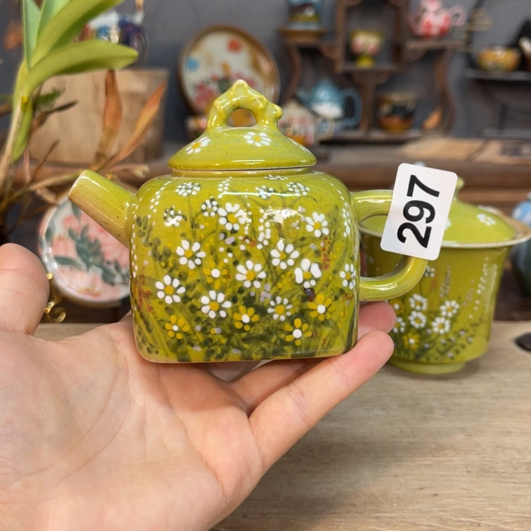 壶素浅陶瓷手工手绘