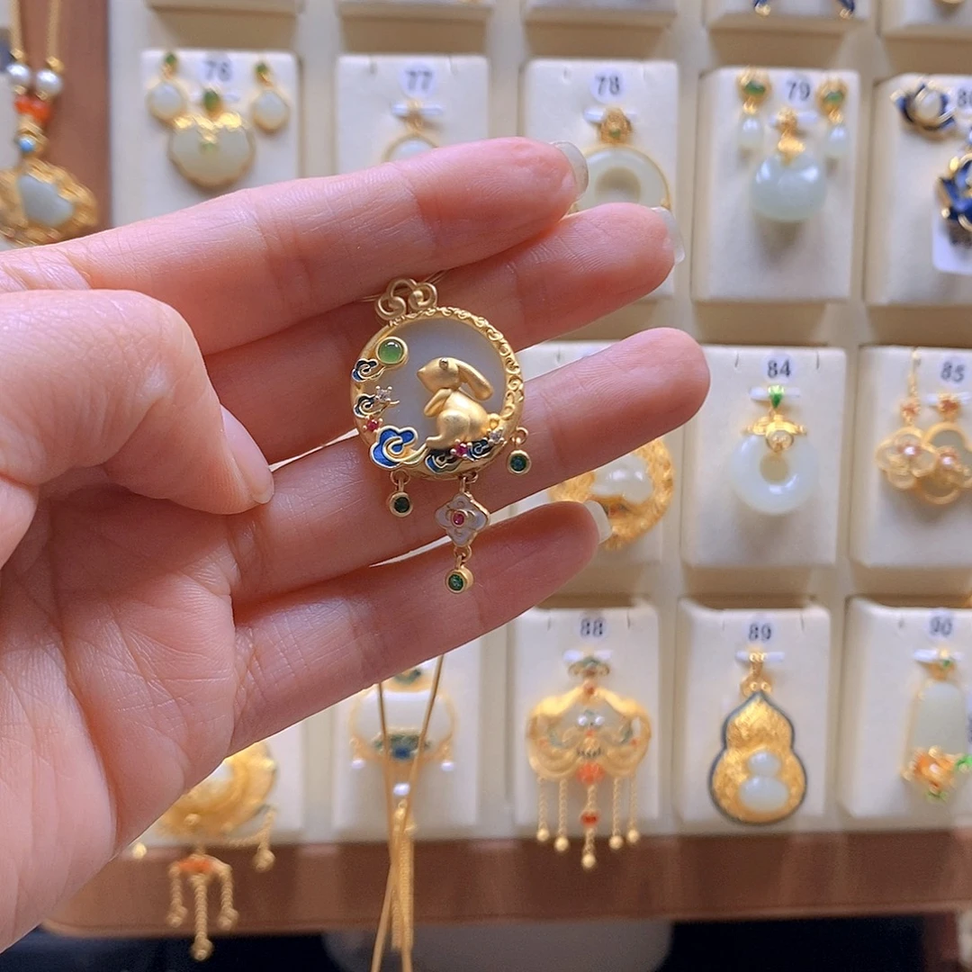 和田玉银S925镶嵌颈饰