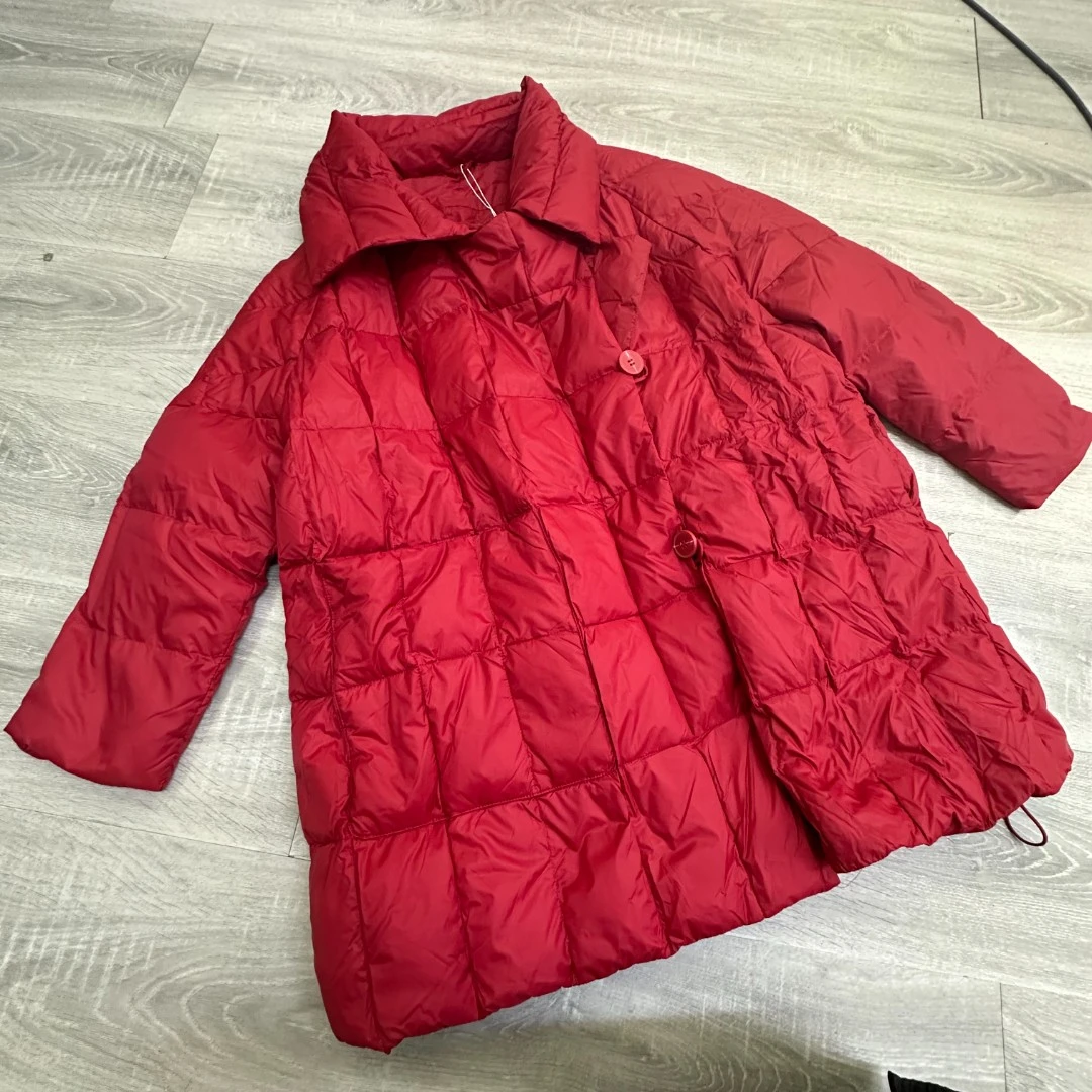 婳-羽绒服2226 中长款90白鸭绒连帽羽绒服女