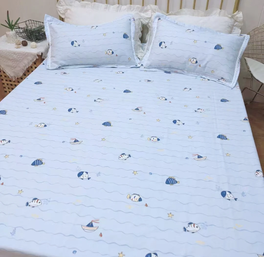 （啵啵鱼）山东老粗布床单大帆布凉席三件套透气防滑加厚