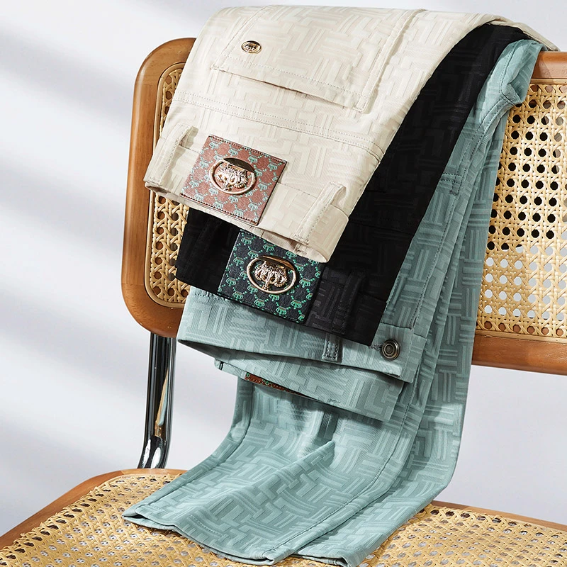 斯狄奈勒夏季新款百搭裤男轻奢品质高档中年直筒弹力长裤凉感裤子