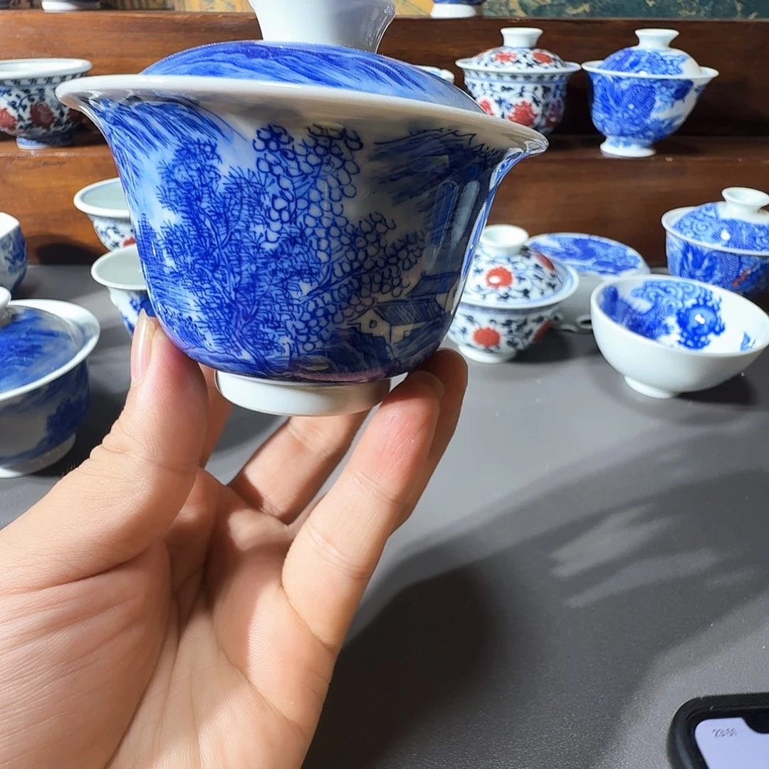 泥塑盖碗手工手绘