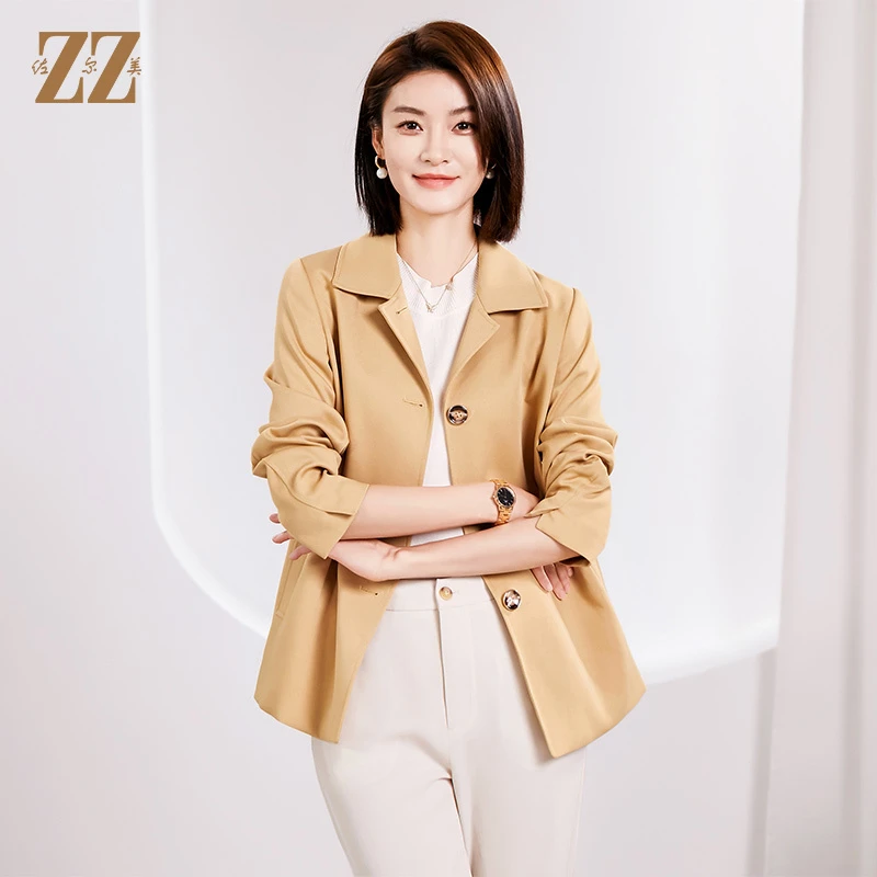 佐尔美春季新款气质简约百搭短风衣上衣短款外套女E33FD02