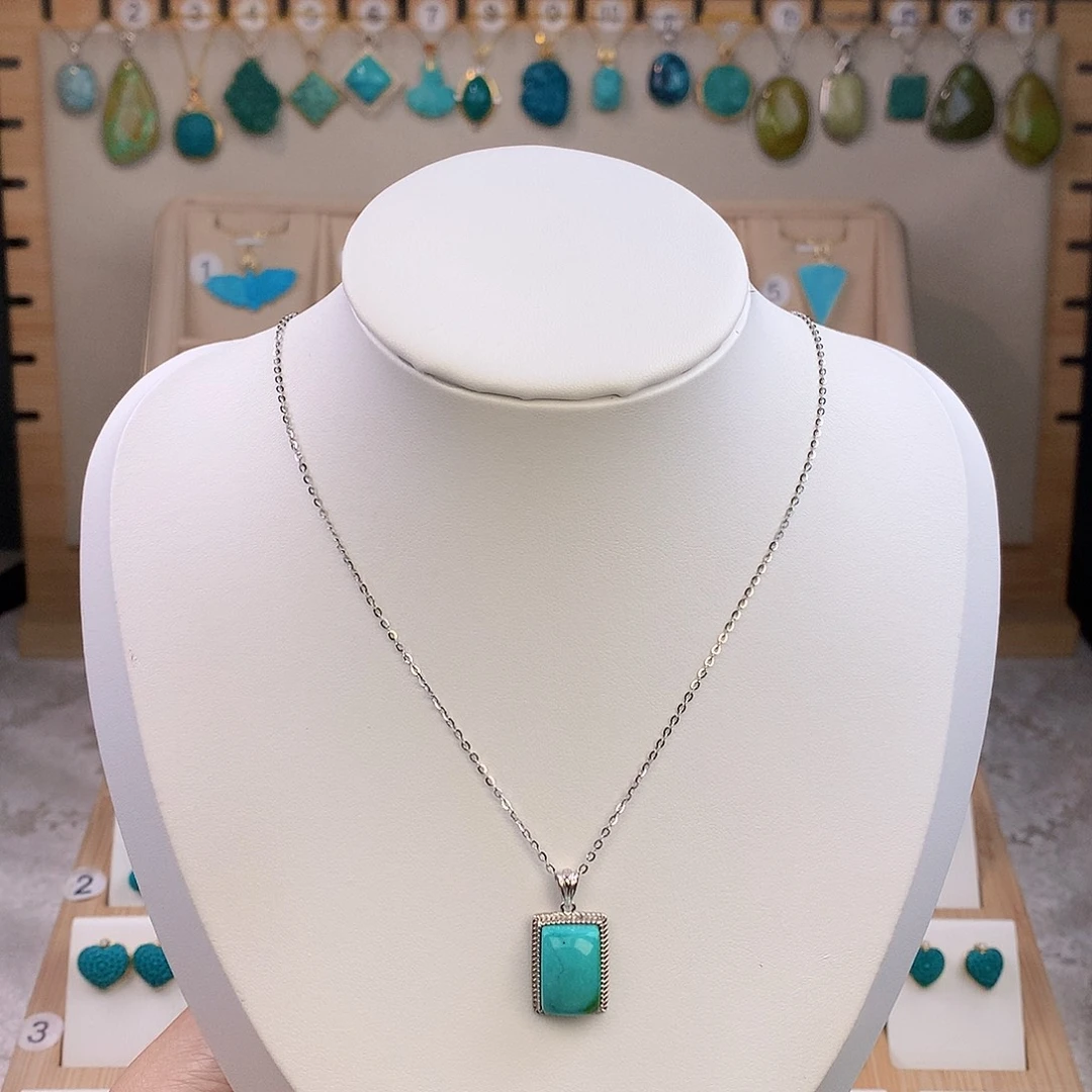 绿松石银S925镶嵌颈饰