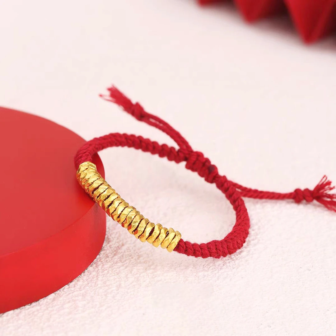 【中国黄金】时尚足金999编绳手链碎碎金2025年新款黄金编绳手