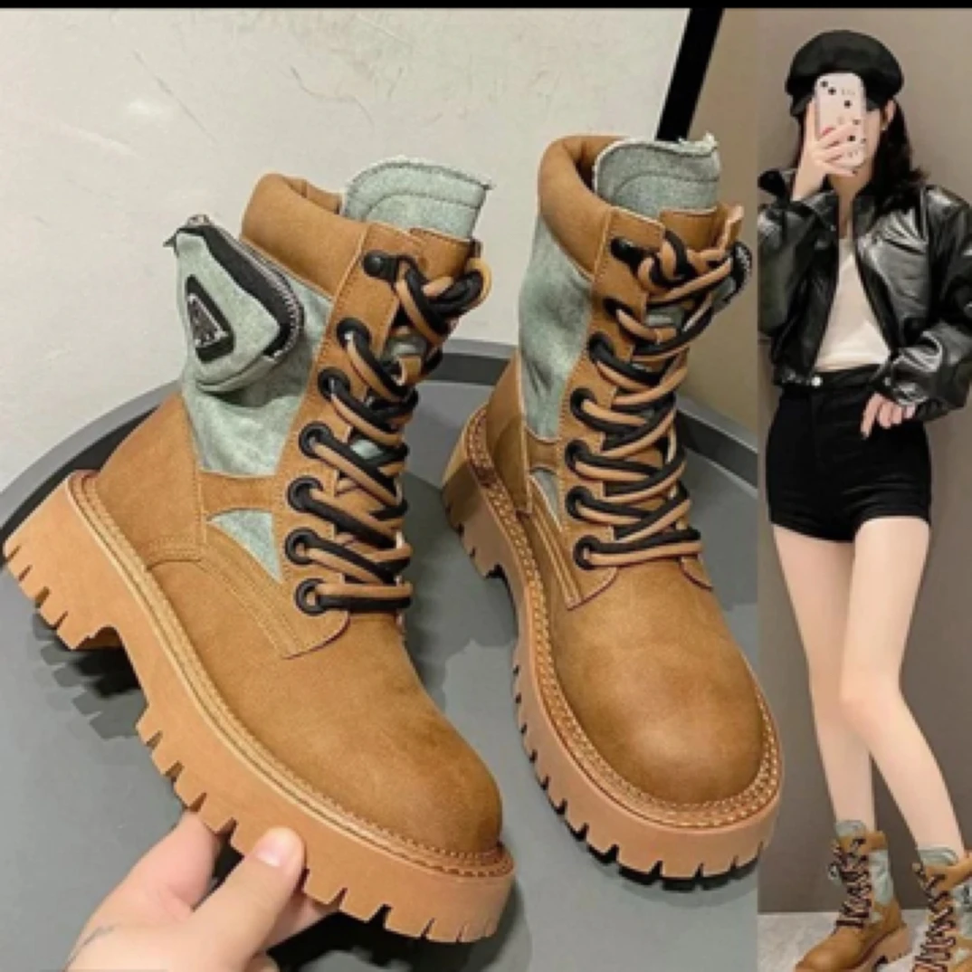 2037马丁靴女系带鞋子新款登山靴